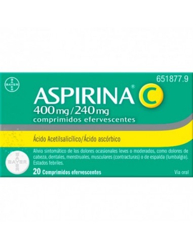 Aspirina C 400/240 Mg 20 Comprimidos...