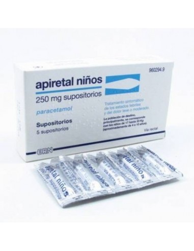 Apiretal Niï¿½Os 250 Mg 5 Supositorios